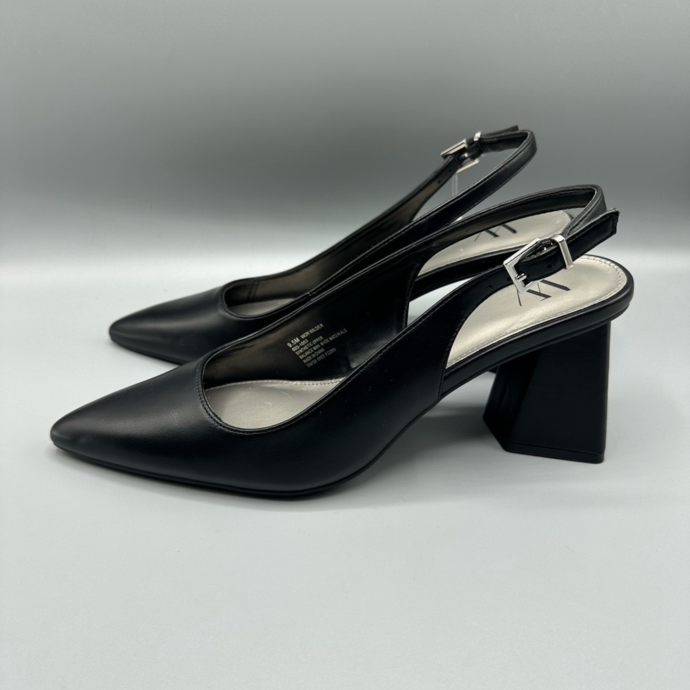 Worthington Wilder Faux Leather Black Pointed Toe Pumps Size 9.5 M